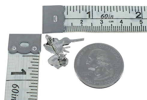 Zuni Multicolor Inlay Genuine Sterling Silver Hummingbird Pin Pendant NX11559